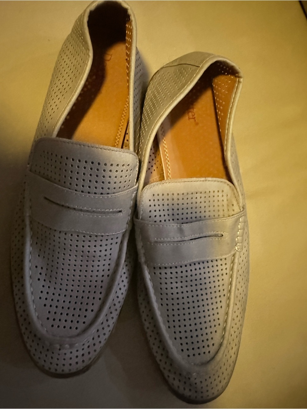Dexter Perforated Slip-On Loafers in Light Gray